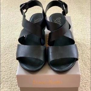Franco Sarto Black Mini Wedge Danelle Sandal, size 7